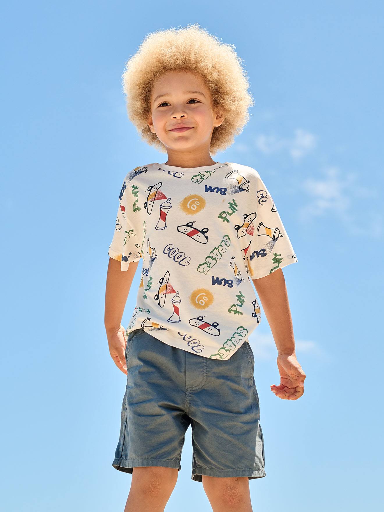 Elasticated bermuda shorts for boys denim blue